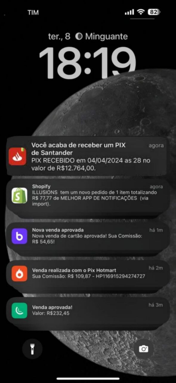 Exemplos de notificações de diferentes aplicativos